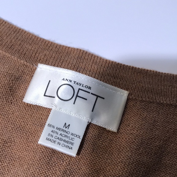 Ann Taylor LOFT Tunic Sweater Tan Size M w/ Long Sleeve Merino Acrylic Cashmere - Picture 5 of 5